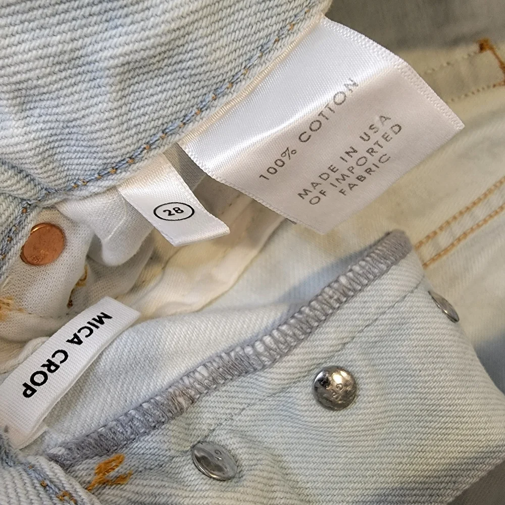 GRLFRND Button Fly Super High Rise Straight Leg Mica Crop Jeans In Romeo 28 NWT!